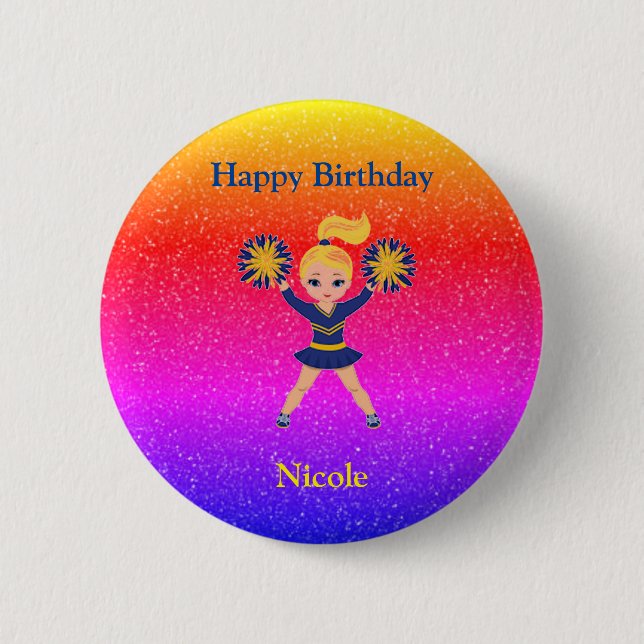 Bóton Redondo 5.08cm Botão de Sparkle "Happy Birthday" (Frente)