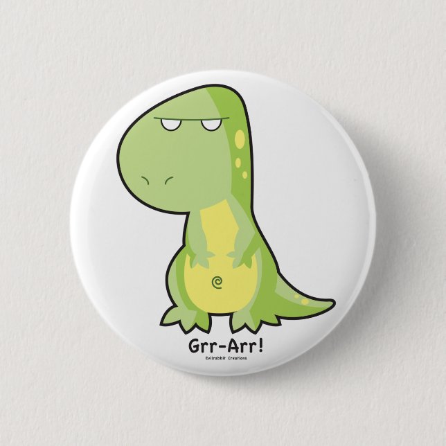 Bóton Redondo 5.08cm Botão de T-Rex Grr Arr (Frente)