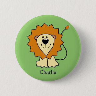 Bóton Redondo 5.08cm Botão de texto personalizado Lion Illustration