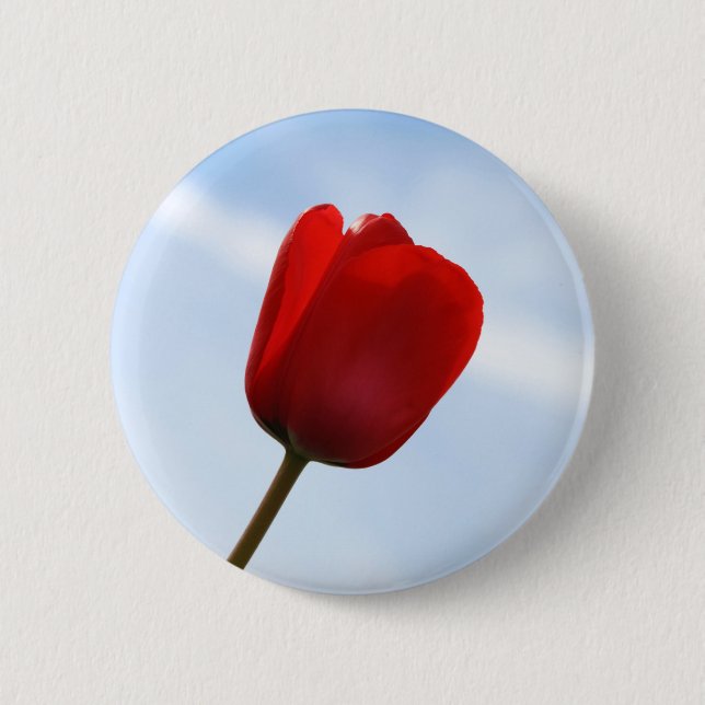 Bóton Redondo 5.08cm Botão de Tulipa Vermelha (Frente)
