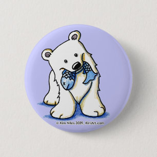 Bóton Redondo 5.08cm Botão de Urso Polar