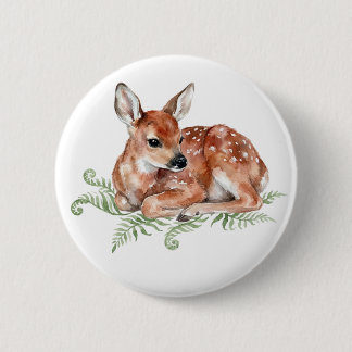 Bóton Redondo 5.08cm Botão de veado em aquarela Ute Animal da Floresta