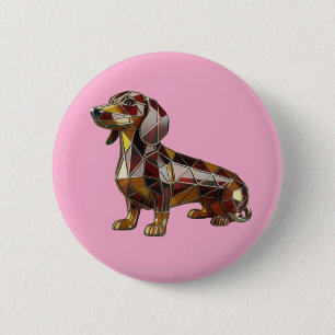 Bóton Redondo 5.08cm Botão de Vidro Colorido Dachshund