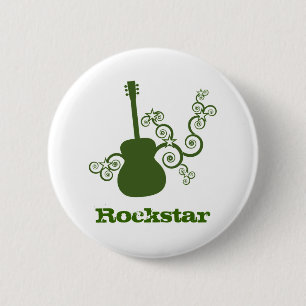 Bóton Redondo 5.08cm Botão de Violão Rockstar, Verde
