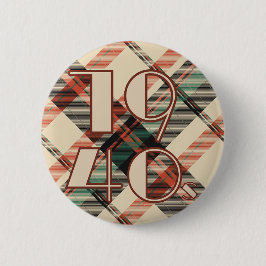 Bóton Redondo 5.08cm Botão de Xadrez dos anos 40