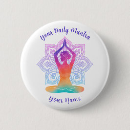 Bóton Redondo 5.08cm Botão de Yoga Personalizado com Nome e Mantra