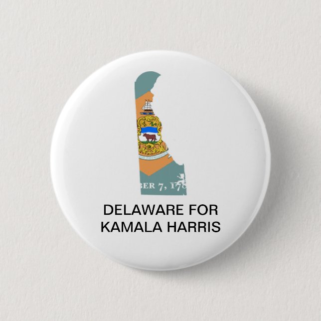 Bóton Redondo 5.08cm Botão DELAWARE para Kamala Harris 2024 (Frente)