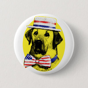 Bóton Redondo 5.08cm Botão do cão amarelo