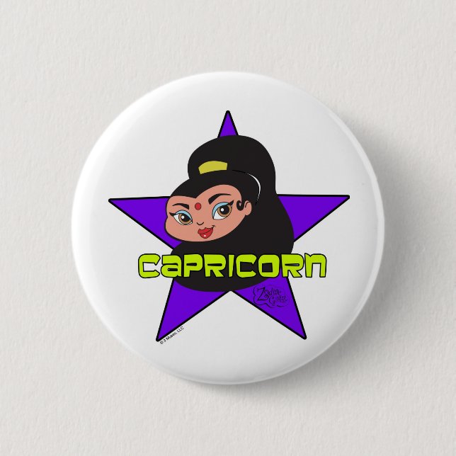 Bóton Redondo 5.08cm Botão do Capricórnio (Frente)