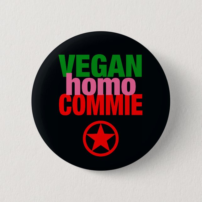 Bóton Redondo 5.08cm Botão do Commie do homo do Vegan (Frente)