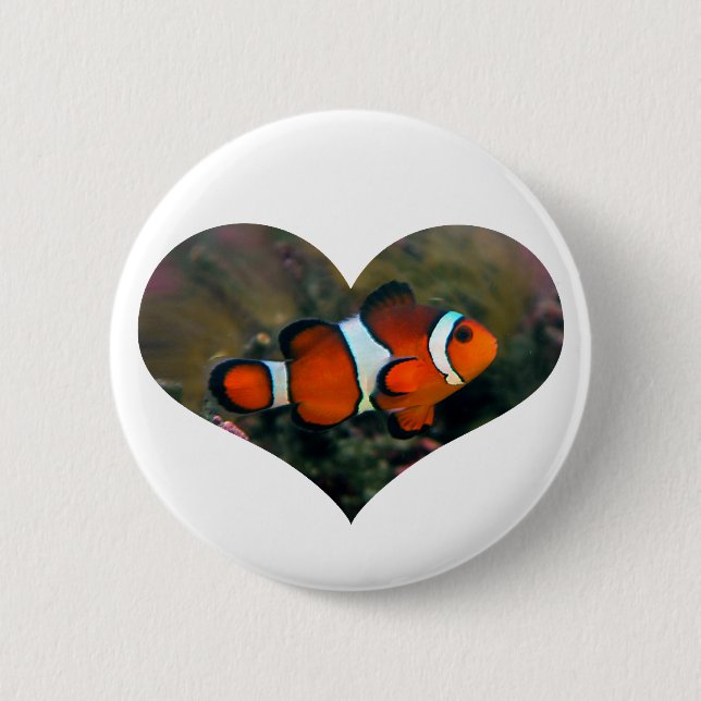Bóton Redondo 5.08cm Botão do coração de Clownfish (Frente)