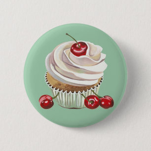 Bóton Redondo 5.08cm Botão do crachá do cupcake da cereja da baunilha
