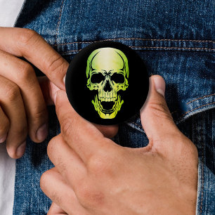 Bóton Redondo 5.08cm Botão do crânio verde