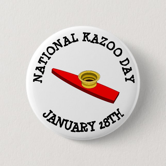 Bóton Redondo 5.08cm Botão do Dia Nacional do Kazoo 28 de janeiro (Frente)