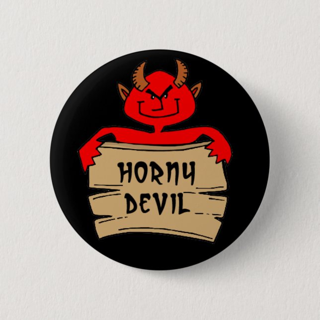 Bóton Redondo 5.08cm Botão do Diabo Horny (Frente)