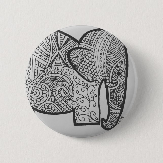 Bóton Redondo 5.08cm Botão do Doodle do elefante (Frente)