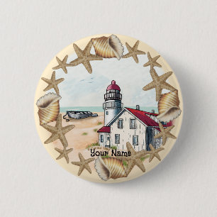 Bóton Redondo 5.08cm Botão do Farol de Seashell