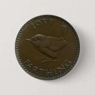 Bóton Redondo 5.08cm Botão do farthing de 1937 Ingleses