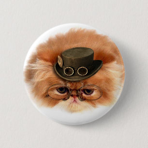 Bóton Redondo 5.08cm Botão do gato de Steampunk