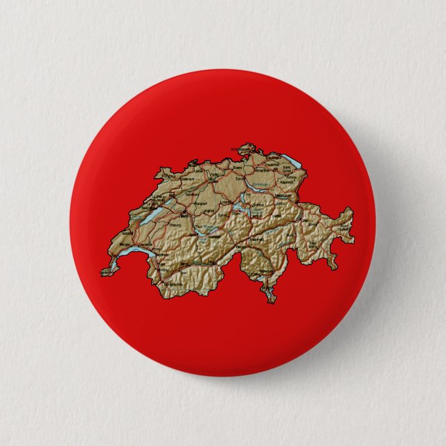 Bóton Redondo 5.08cm Botão do mapa da suiça (Frente)