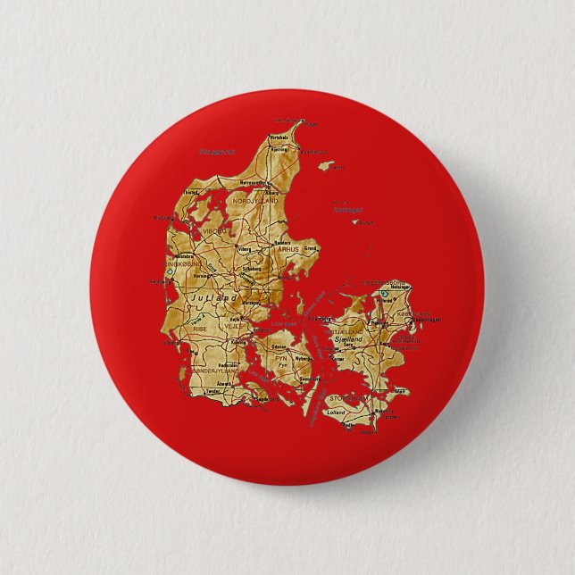 Bóton Redondo 5.08cm Botão do mapa de Dinamarca (Frente)