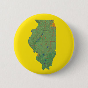 Bóton Redondo 5.08cm Botão do mapa de Illinois