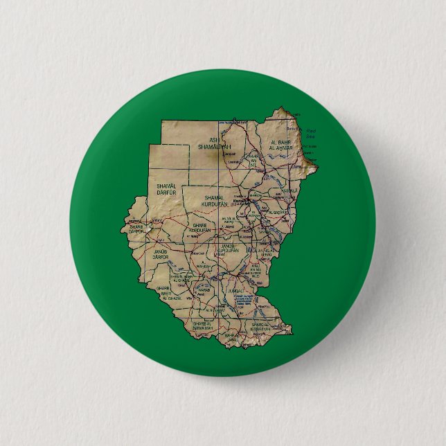 Bóton Redondo 5.08cm Botão do mapa de Sudão (Frente)