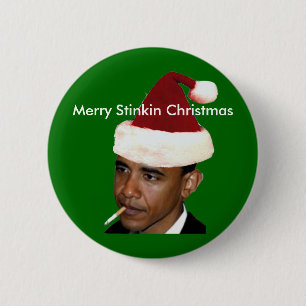 Bóton Redondo 5.08cm Botão do Natal de Obama (camisa anti obama