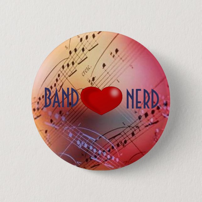 Bóton Redondo 5.08cm Botão do nerd do *heart* da banda (Frente)