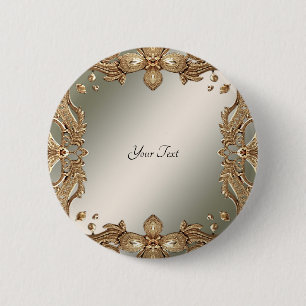 Bóton Redondo 5.08cm Botão do Ornamentado Dourado
