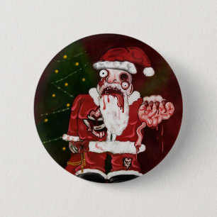 Bóton Redondo 5.08cm Botão do papai noel do zombi