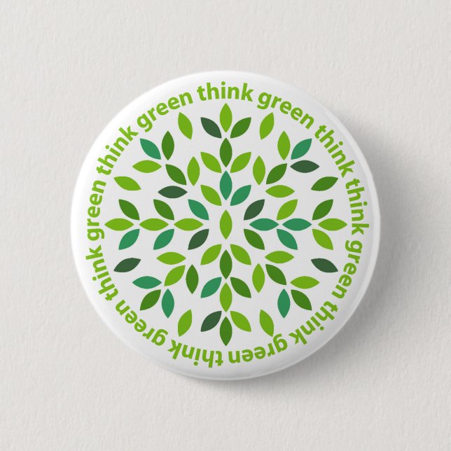 Bóton Redondo 5.08cm Botão do pense verde (Frente)