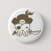 Botão do polvo do pirata dos desenhos animados