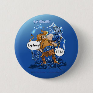 Bóton Redondo 5.08cm Botão do relâmpago FTW do Thor (pequeno)