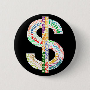 Bóton Redondo 5.08cm Botão do sinal de dólar
