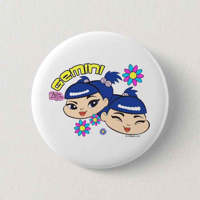 Bóton Redondo 5.08cm Botão dos Gêmeos (Frente)