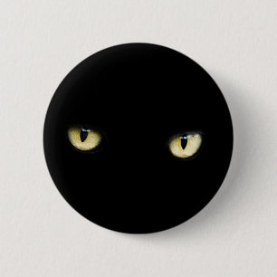 Bóton Redondo 5.08cm Botão dos olhos de gato preto do Dia das Bruxas