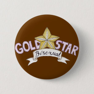 Bóton Redondo 5.08cm Botão Dourado do Bisexual da estrela