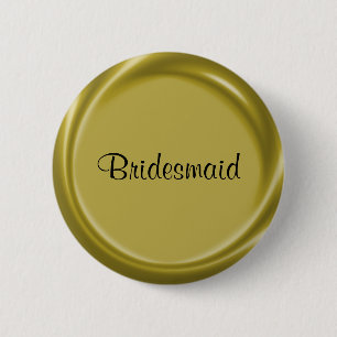 Bóton Redondo 5.08cm Botão Dourado do Nametag da dama de honra