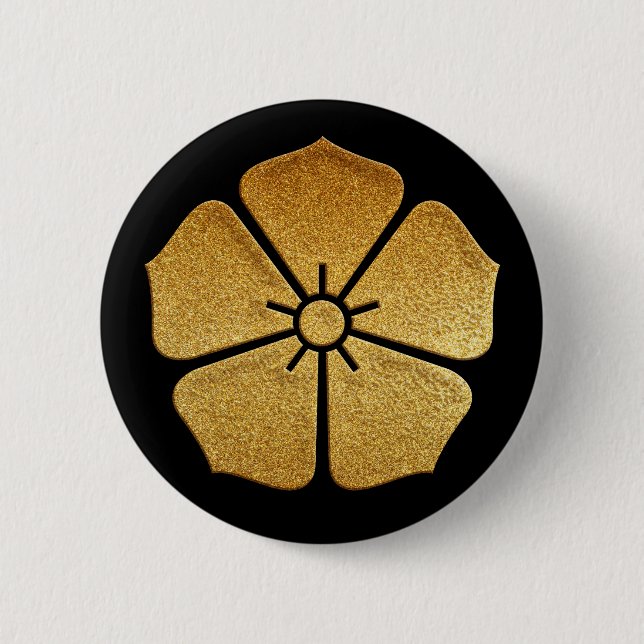 Bóton Redondo 5.08cm Botão Dourado Toki Kikyo Kamon (Frente)