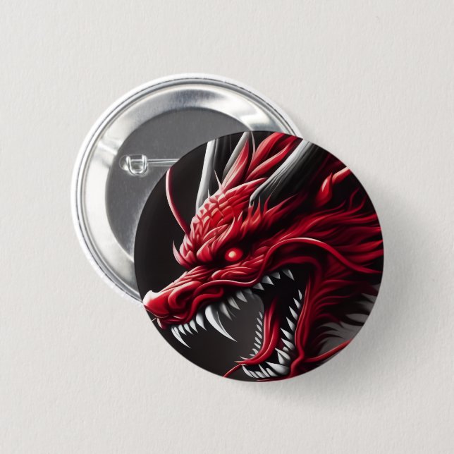 Bóton Redondo 5.08cm Botão Dragão Vermelho (Frente & Verso)