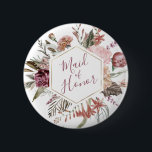 Bóton Redondo 5.08cm Botão Dusty Rosa Madrinha de casamento<br><div class="desc">Este design romântico eterno apresenta um buquê floral com cores suaves e sotaques botânicos. Todos os aspectos deste design podem ser editados (fonte,  tamanho do texto ou sotaques florais movidos/removidos) para ajustado das suas necessidades. Entre em contato comigo se precisar de ajuda com este design</div>