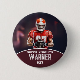 Bóton Redondo 5.08cm Botão Esportivo com Foto e Nome Personalizado de F