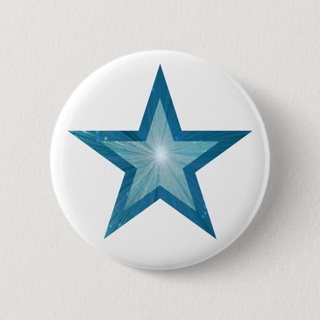 Bóton Redondo 5.08cm Botão Estrela Azul branco (Frente)