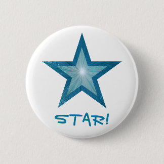 Bóton Redondo 5.08cm Botão 'ESTRELA!' Blue Star branco