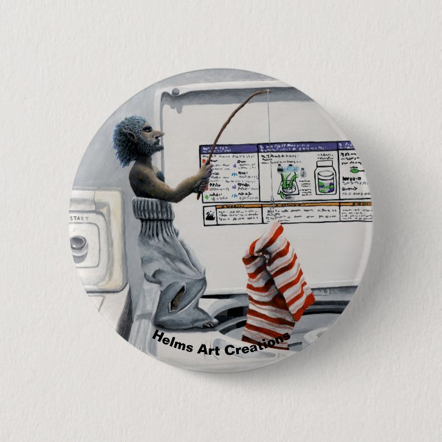 Bóton Redondo 5.08cm Botão Fantasia de Crime de Pesca Criminal (Frente)