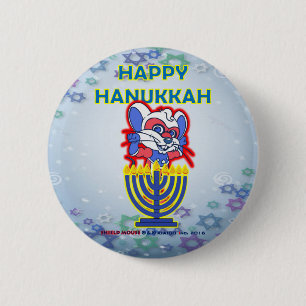 Bóton Redondo 5.08cm Botão feliz 2016 de Hanukkah do RATO do PROTETOR