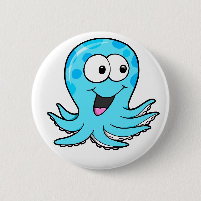 Bóton Redondo 5.08cm Botão feliz bonito do polvo (Frente)
