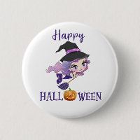 Botão Feliz Halloween Menina Spooky botão de serei
