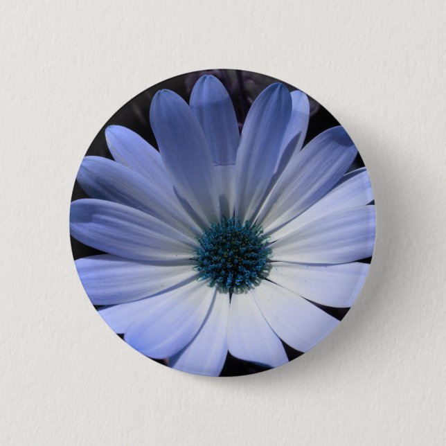 Bóton Redondo 5.08cm Botão Flor Azul Daisy (Frente)